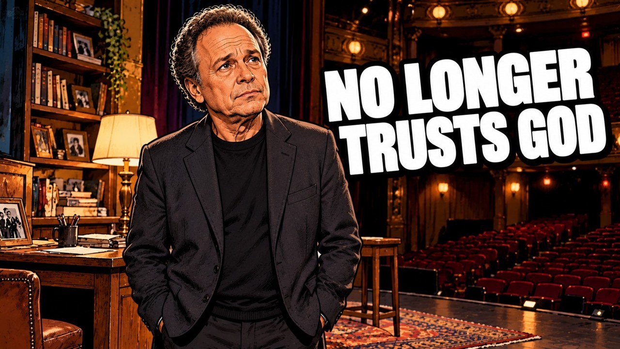 Editorial cartoon of Billy Crystal on the stage of his Broadway show 860, not a photograph
