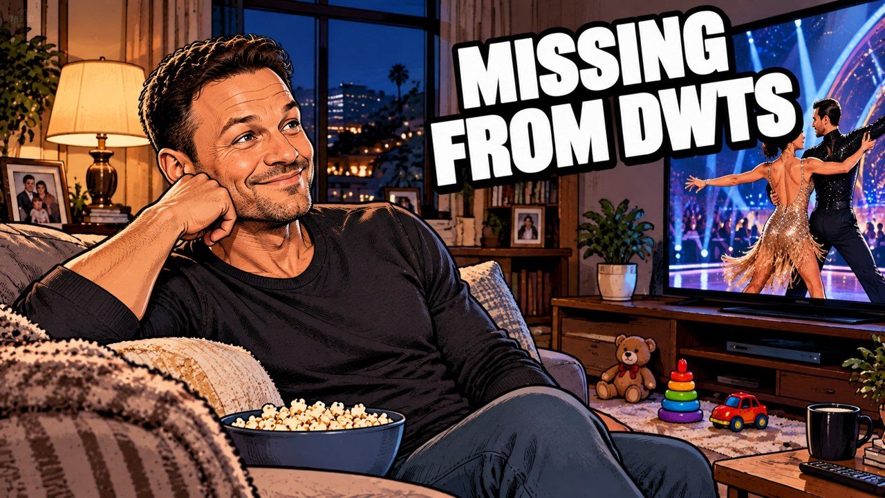Editorial cartoon of Brian Austin Green watching Dancing with the Stars at home, not a photograph