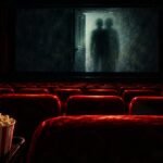 "Other Mommy" Tops the Box Office With $27.5 Million as "The Social Reckoning" Flops at $5.5 Million Editorial illustration of a dark, empty movie theater with a shadowy doorway on the screen. It is not a scene from any film.
