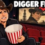 Tom Cruise's 'Digger' Faces $245M Loss After Box Office Drop Editorial cartoon of Tom Cruise in a cowboy hat sitting in an empty movie theater with an empty popcorn bucket. An illustration, not a photograph.