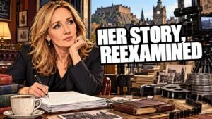 J.K. Rowling documentary editorial cartoon, not a photograph