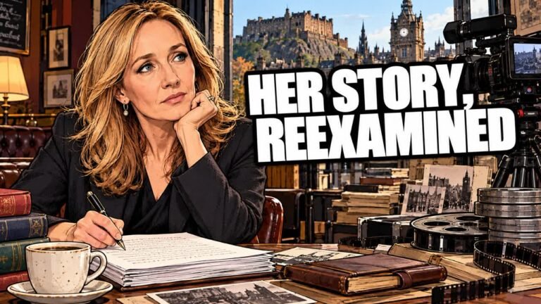 J.K. Rowling documentary editorial cartoon, not a photograph