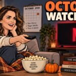 New on Netflix October 2026: US Movies and Shows Calendar 52 Editorial cartoon of Keri Russell with a remote for the Netflix October 2026 watchlist