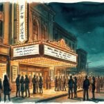 Other Desert Cities on Broadway: Reviews, Cast, Tickets and the $49 Ways In 708 Editorial illustration of a Broadway theater marquee glowing at night for the Other Desert Cities revival with Julia Louis-Dreyfus