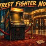 Street Fighter Box Office: $31M Domestic, $51M Worldwide Opening Takes No. 1 696 Hand-drawn editorial illustration of a glowing retro arcade cabinet in a cinema lobby with marquee lights, for the Street Fighter movie's No. 1 box office opening