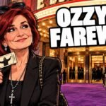 Editorial cartoon of Sharon Osbourne at a purple carpet movie premiere, not a photograph