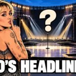Who's Doing the 2027 Super Bowl Halftime Show? No Performer Named Yet, and Miley Rumors Are Unconfirmed Editorial cartoon of Miley Cyrus on an empty Super Bowl halftime stage, not a photograph