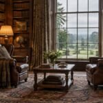Prince Harry Wants to Reconcile With William: What He Told GQ 583 Illustration of two empty leather armchairs facing each other in a quiet English library, a symbol of Prince Harry's wish to reconcile