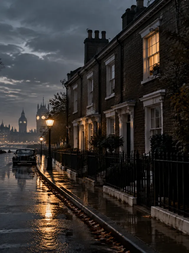 Slow Horses Season 6 Ending Explained: Is River Dead? 711 Illustration of a London terraced house at dusk with one upstairs light on